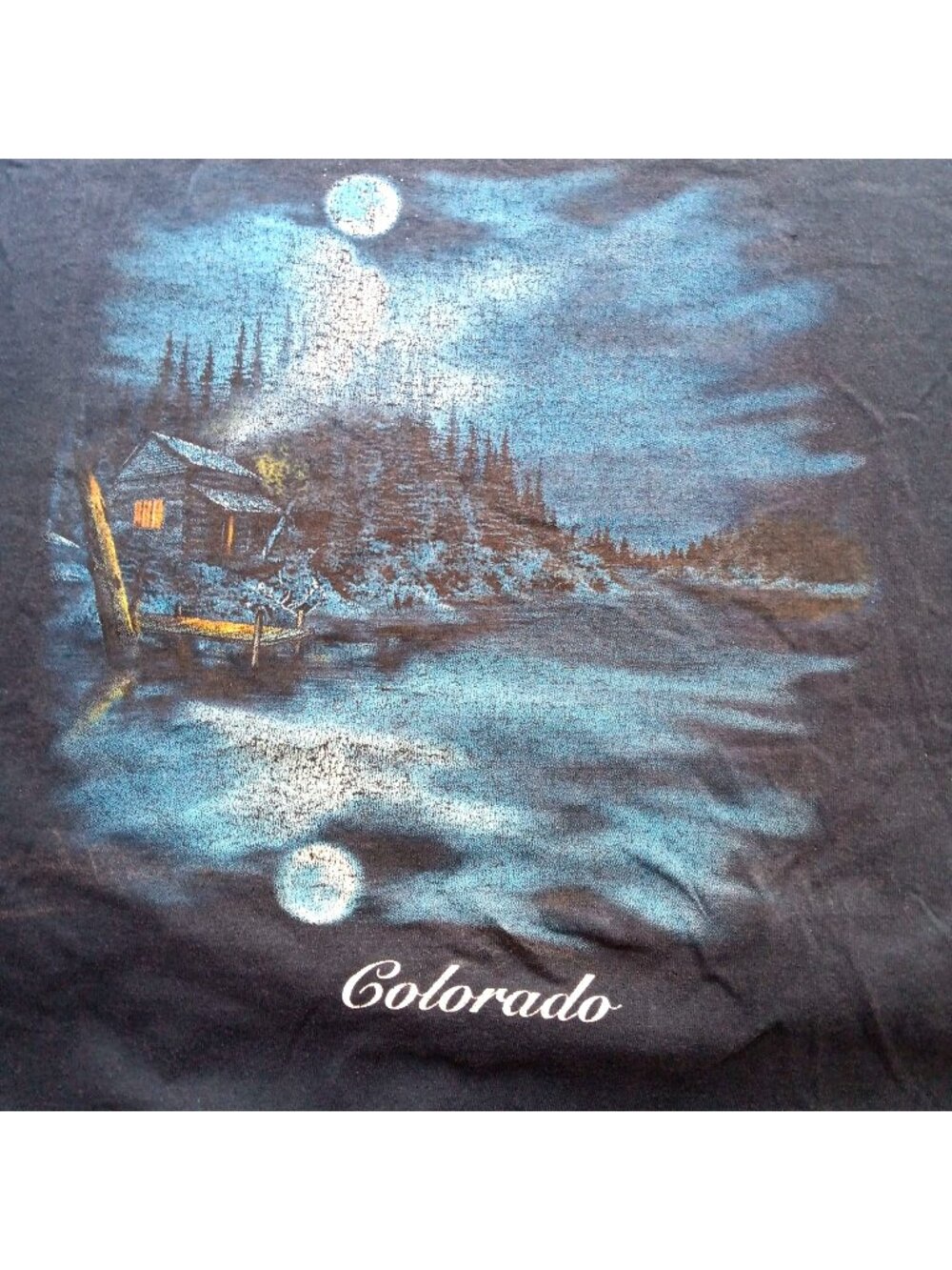 Vintage Single Stitch T-Shirt XXL Colorado Nature Graphic Navy Blue Cabin USA